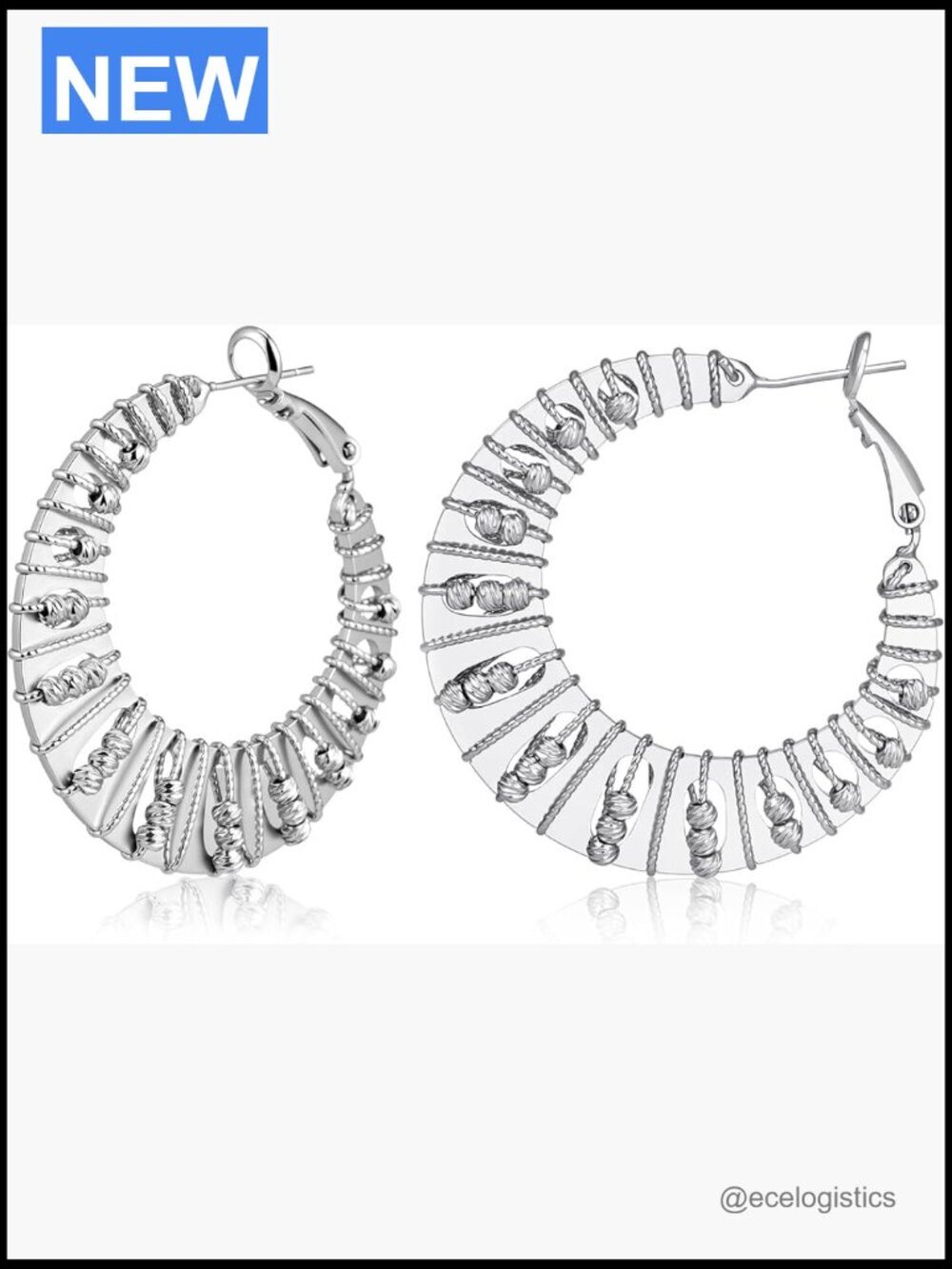 Chunky Vintage Hoop Earrings - Hypoallergenic Silver Post